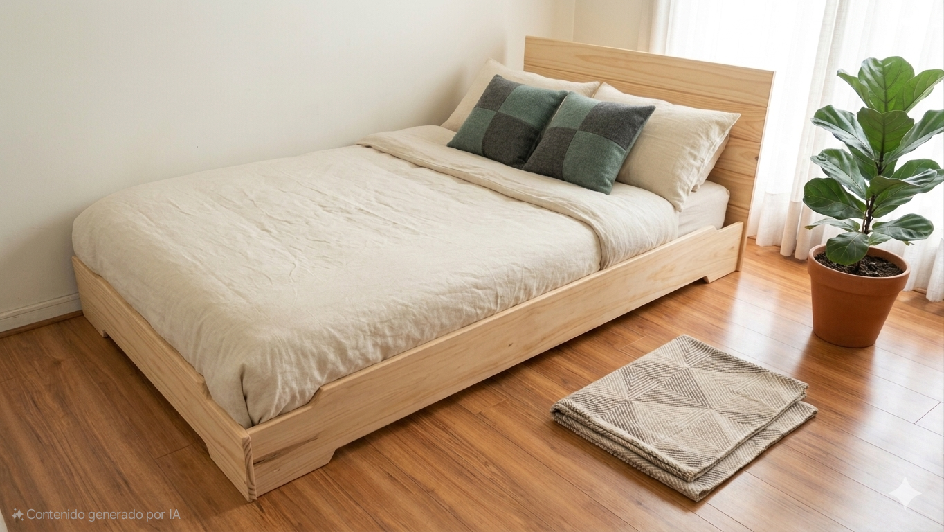 Cama Montessori 1.5 Plazas 200 Cms Madera Natural - Plaza Y Media