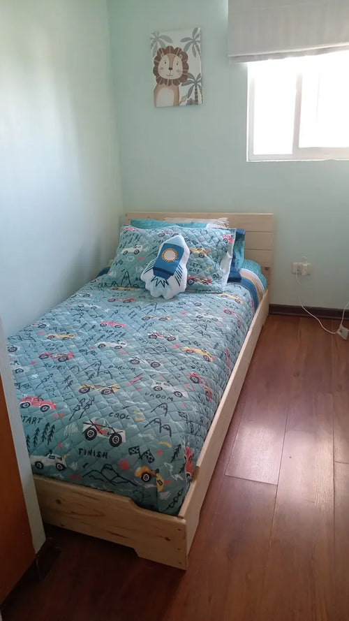 Cama Montessori 1.5 Plazas 190 Cms Madera Natural - Plaza Y Media